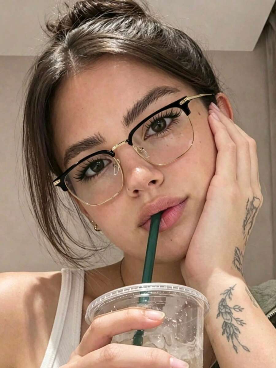 1 Pair Fashionable Sophisticated Business Sexy Half-Frame Metal Glasses - Multicolor - View 1