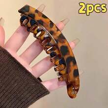 3/1pc Large Non-Slip Women's Ponytail Clip With Back Comb And Vertical Banana Clip, Thickened Enhanced Volumizing Effect, Brown/Black/Grey Leopard Print, Suitable For Braids, Buns And Updos, Halloween, Christmas - Multicolor - View 12