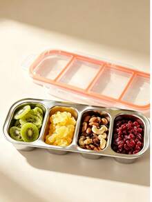 MiLaiWP Refrigerator Fresh-Keeping Box Stainless Steel Snack Storage Box Reusable 3/4 Compartment With Lid Seasoning Box Snack Storage Box Picnic Storage Box Lunch Box Storage Box - Multicolor - View 8