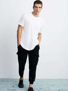 Men's Oscar Men's Comfort Fit Long Draped Fabric White T-Shirt - White - View 3