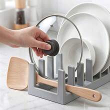 Multifunctional Kitchen Pot Lid Rack Storage Shelf Countertop Cutting Board Organizer Space-Saving Plastic Kitchen Utensils, Minimalist Home Kitchen Multifunctional Pot Lid Rack Storage Shelf Cutting Board Bowl Dish Drain Rack Countertop Organizer, Pot Lid Storage Rack Home Kitchen Bowl Dish Drain Rack Cabinet Storage Shelf - Multicolor-upgraded - View 8