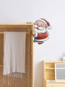 1 miếng nhãn dán tường trang trí Giáng Sinh nhiều kiểu, hình ông già Noel sáng tạo, phong cách Giáng Sinh ngộ nghĩnh, phù hợp trang trí phòng khách/phòng ngủ/lối vào/phòng tắm, PVC tự dính có thể tháo rời - Nhiều màu - Xem 3