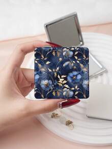 1PC Oil Painting Pastoral Series Portable Folding Makeup Mirror, Ultra-Thin Lightweight Convenient Durable PU Leather, Suitable For Various Occasions Travel Party Work School, Fit For All Ages - Multicolor - View 6