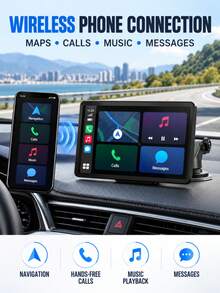 2026 New 7 Inch Wireless CarPlay And Android Auto Car Player, Touch Screen Bluetooth Hands-Free/Screen Mirroring/Navigation/Voice Control/TF Card/AUX, Suitable For Cars, Trucks, SUVs - AHD Function - View 3