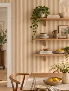 SUPSTICKER 1pc Country Style Fine Striped Self-Adhesive Wallpaper, Removable PVC Wall Decor, Suitable For Bedroom, Living Room And Entryway, 6 Colors Available, 2 Sizes - 1PC - View 2