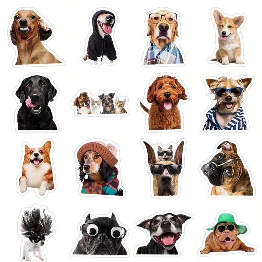 50pcs Cute Mixed Dog Expression Stickers, Waterproof Self-Adhesive ...