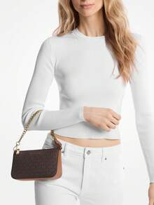 Michael Kors Jet Set Medium Classic Bag, Fashionable Metal Chain Women's Shoulder Bag, Zipper Wallet Elegant Handbag, Suitable For Daily, Gift, Shopping, Party - Dark Brown - View 2