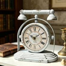 Vintage Iron Table Clock, Retro European Style Desk Clock For Bedroom Living Room Home Decor, Ideal Housewarming Gift & Wedding Gift - Multicolor - View 16