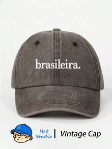 1pc Embroidered Brasileira Washed Baseball Cap, Classic Fashion Soft Sweat-Absorbent Lightweight Sun Protection Multi-Functional Cycling Hat, Suitable For Outdoor Sports, Football Matches, Daily Wear, Parties And Vacations, Perfect Gift For Friends And Family - Baseball Cap - View 8