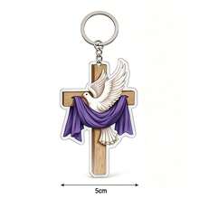 8pcs 2D Flat Acrylic Cross And Dove Keychains, Transparent Texture. Suitable As Backpack, Key Pendant, Unisex. Perfect For Religious Gatherings, Weddings, Baptisms, Etc. A Blessing Gift For Believers, Suitable For Personal Use Or Gifting To Friends And Family. - Peace Dove Set - View 2
