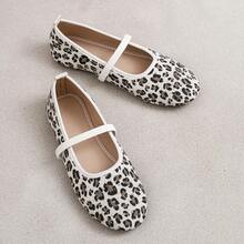 Mary Jane Shoe Women, Leopard Print Square Toe Single Strap Shoes For Women Fall Balletcore Daily Footwear - White - View 10