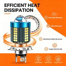 Heyword 1pc H4 H6 BA20D LED Motorcycle Headlight, Dual Color White/Yellow High/Low Beam Projector Lens Light, Universal Motorcycle Scooter Driving Fog Light Replacement - H4 White Yellow-15000LM - View 4