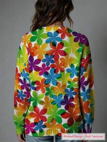 ASHKATIA Sweater Kardigan Vintage Ukuran Besar Wanita, Rajutan Musim Gugur/Musim Dingin untuk Acara Sosial - MultiWarna - View 3