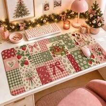 1pc French Romance Patchwork Mouse Pad, Gingham Floral Desk Mat, Polyester Fiber Surface, Non-Slip Rubber Base, Elegant Nail Art Desk Mat For Women, 4 Sizes Available - View 5
