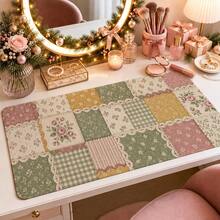 1 buah Alas Mouse Motif Mawar Patchwork Vintage, Alas Meja Feminin, Permukaan Serat Poliester, Alas Karet Anti Selip, Dekorasi Meja Rias dan Menulis, Tersedia 4 Ukuran - View 7