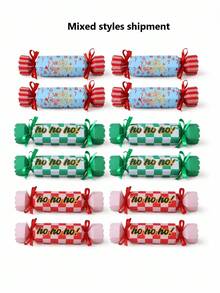 4pcs Christmas Crackers Gift Box, Ribbon Candy Shaped Snack Packaging Box, Suitable For Party Table Decoration And Gifting - Multicolor - View 8