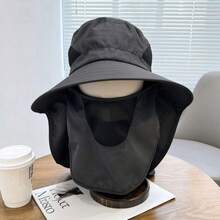Topi Matahari Pria untuk Musim Panas, Aktivitas Luar Ruangan, Mendaki, Memancing, Pinggiran Lebar, Bernapas, Perlindungan UV - Hitam - View 4