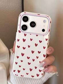 Full Screen Red Small Heart Contrast Color Buttons TPU+PC, Raised Lens Frame Shockproof Apple Smartphone Protective Case, Compatible With Iphone 18 17 16 15 14 13 12 11 Series Models, Christmas Holiday Gift For Friends, Classmates, Lovers Or Yourself - Multicolor - View 2