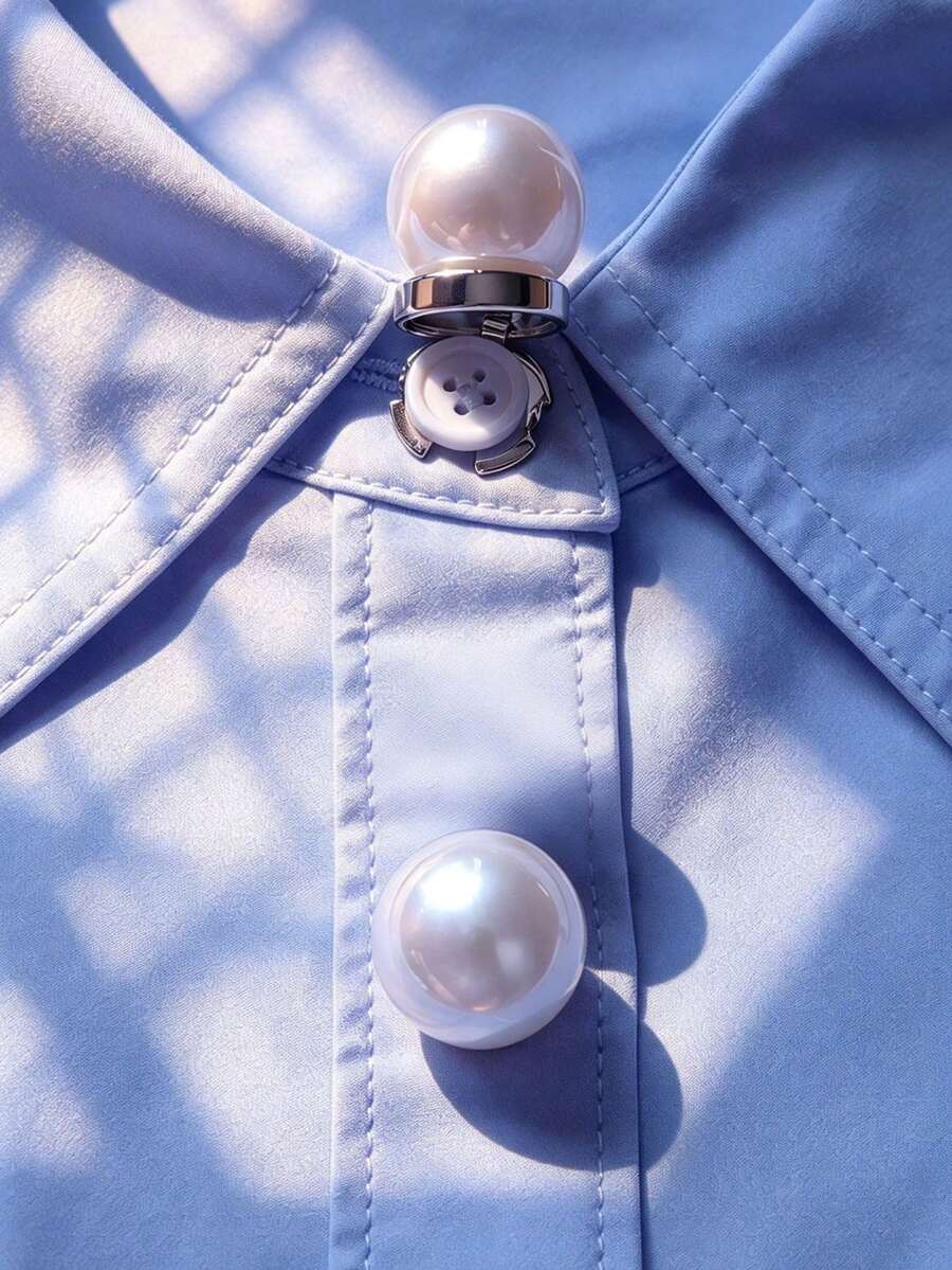 1pc/2pcs Elegant Heart-Shaped Button Cover, Shirt Button Cover Clip-On Button Cover Fashion Crystal Cufflink Cover - White - View 1