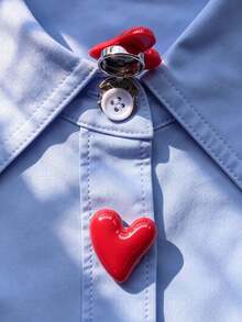 1pc/2pcs Elegant Heart-Shaped Geometric Pattern Button Set, Shirt Button Set, Clip-On Button Set, Fashionable Crystal Cufflink Set, Suitable For Tuxedo And Wedding Dress Decoration - Red - View 2