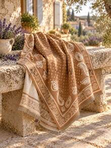 1pc Women's Paisley Pattern Elegant Elegant Lady Warm Versatile Polyester Scarf For Autumn/Winter Daily Wear - Camel - View 4