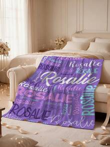 1pc Customized Blanket, Colorful Name Personalized Plush Blanket, Super Soft And Comfortable, Customizable Name Holiday Blanket Gift For Family And Wife, Customized Birthday Gift For Family, Customizable Commemorative Blanket Gift, Memory Collection - Multicolor - View 8
