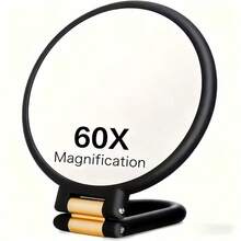 60X Magnifying Mirror, Double-Sided Handheld Makeup Mirror, Supports 1X/50X Magnification, 360° Adjustable Folding Handle, Designed For Easy Travel. This Double-Sided Mirror Is Perfect For Daily Makeup, Shaving, Eyebrow Grooming - Multicolor - View 13