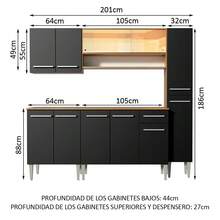 Madesa Emilly Sky Modular Complete Integral Kitchen With Brown/Black Countertop - Brown and Black - View 3
