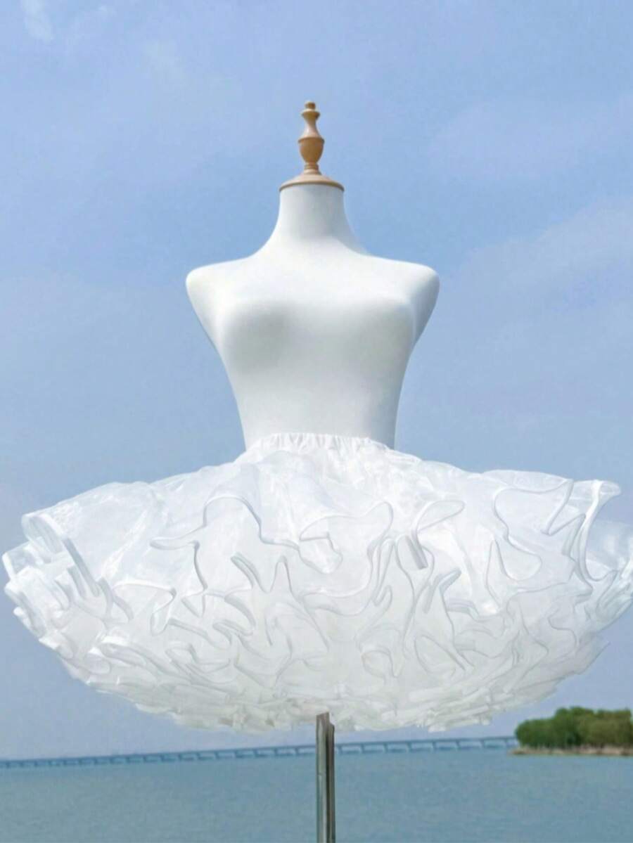 تنورة لوليتا، تنورة بدون عظام، تنورة شبكية مكشكشة بخصر مطاطي، زي تنكري، ملابس هالوين، إكسسوار حفلة، دعامة تصوير - متعدد الألوان - مشاهدة 1