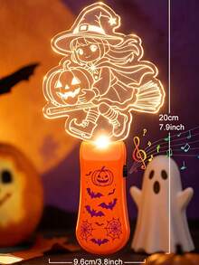 Halloween Musical Glowing Magic Wand Toy, Handheld Wand With Glowing Castle, Pumpkin Man And Other Halloween Patterns, Battery Powered, Fun Cognitive Enlightenment, Suitable As Halloween Holiday Gift For Boys And Girls - Multicolor - View 7