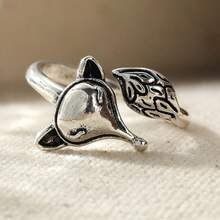Elegant Fox-Shaped Open Ring, Exquisite Intricate Leaf Pattern, Suitable For Women's Daily Wear Accessory - Silver - View 6