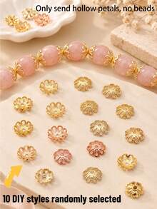 10pcs DIY Random 14K/18K Gold Plated Hollow Petal Flower Caps Separator Beads Jewelry Findings - Multicolor - View 7