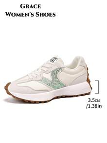 Women's Lightweight Running Shoes, Lace-Up Closure, Multi-Functional Flat Sole, Breathable Stitching Design, Multiple Colors, All-Season Outdoor Shoes - Green - View 6