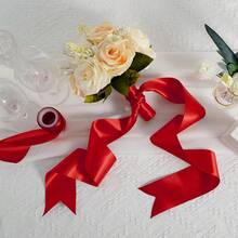 WENSIDUO Ruy băng satin đỏ rộng 4 inch x 10 yard dùng cho lễ cắt băng khai trương doanh nghiệp, thắt nơ trang trí lễ hội Giáng sinh, phù hợp để may vá, làm thủ công, may đo, lễ nghi, trang trí lưng ghế đám cưới - Dây ruy băng trang trí - Xem 6
