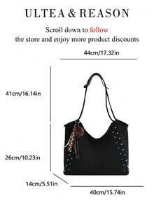 1 buah Tas Wanita Baru dari Kulit PU Warna Polos, Tas Bahu, Tas Jinjing, Tas Tangan Persegi Modis, Penutup Resleting, Cocok untuk Bepergian, Berbelanja, Kencan, dan Bekerja - Kopi - View 8
