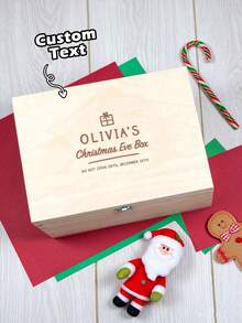 Customized Christmas Eve Gift Box, Personalized Children's Toy Wooden Box, Baby Wooden Christmas Eve Gift Box, Engraved Wooden Box Gift, Christmas Gift Storage Box - Multicolor - View 1
