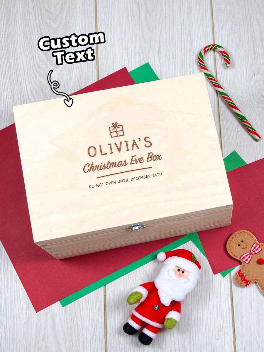 Customized Christmas Eve Gift Box, Personalized Children's Toy Wooden Box, Baby Wooden Christmas Eve Gift Box, Engraved Wooden Box Gift, Christmas Gift Storage Box - Multicolor - View 1