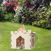 Rabbit House With Spacious Balcony, Detachable Hidden Play House, Suitable For Rabbits, Guinea Pigs, Hamsters And Other Small Animals' Hidden Castle - 15.7in*11.4in*11.2in - View 8
