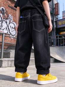 Boys Casual Straight Leg Pants, Spring And Autumn, Toddler & Little Kids - Black - View 3