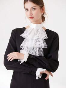 3pcs Victorian Style Detachable Collar And Cuffs Set, Women's Ruffle Collar Accessories, Halloween - Multicolor - View 7