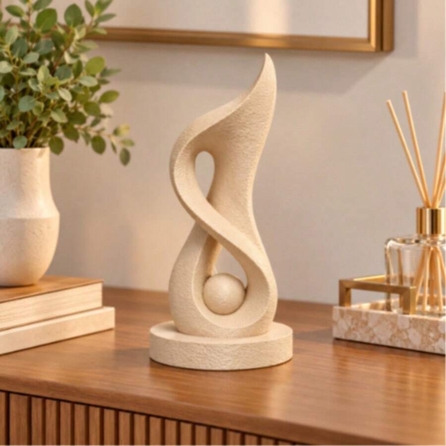 Escultura Abstrata Fluxo Infinito 15cm Decorativa Moderna Texturizada para Sala e Escritório
