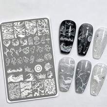 Water Ripple Nail Art Stamping Plate, High Aesthetic, Rich Layered Wave Pattern, Clean Transfer, Suitable For Halloween Style Matching, Applicable For Nail Salons, Home DIY, Style Creation, Shaping Fluid Fingertip Decoration - Multicolor - View 8