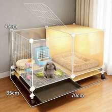 1pc Indoor Large Rabbit Cage With Built-In Pull-Out Tray Toilet Pet Bunny House Villa With Universal Rolling Wheels Four Seasons Habitat For Guinea Pig Chinchilla Small Animals Easy To Clean Sturdy Spacious Pet Home - multicolor - View 8