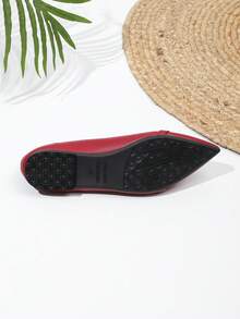 Vermilion Red Women's Flat Shoes, Comfortable For Commuting - Vermilion Leather - View 6
