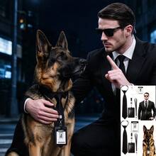 Agent Costume Accessory Set, Pre-Tied Black Tie, Lanyard ID Badge Holder, Security ID Card And Earphone Props, Suitable For Halloween Cosplay - Party Theme - View 2