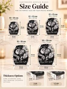 1件客製化壓克力照片方塊相框裝飾，居家裝飾禮品，適用於週年紀念、婚禮、生日、畢業、喬遷，美感房間佈置 - 彩色 - 查看 2