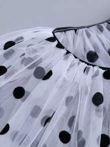 1 Pc Women White Tulle Polka Dot Fake Collar, Ruffled Detachable Decorative False Collar, Cute Sheer Mesh Collar Accessory For Party Cosplay - A - View 7