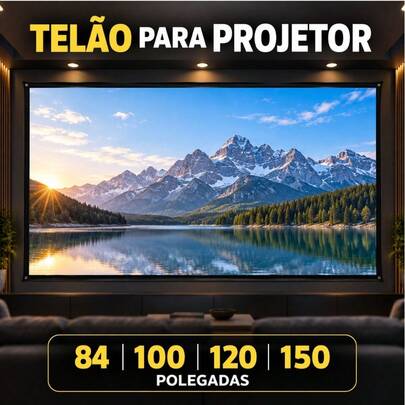 Telão Projetor Projeção Datashow 84,100, 120 e 150 Polegadas