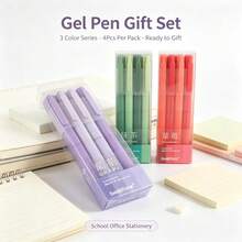 DOWMOO 4Pcs Gel Pen Set, 0.5mm Bullet Tip Smooth Writing Pens, Purple Green Red Color Series Stationery For School Office Journaling - Rectangle - View 4