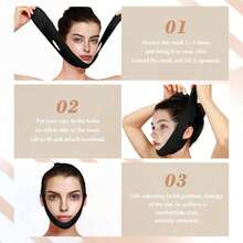 3/1pc Sleep Lifting Face Mask, V-Shaped Cheek Lifting Mask, Breathable Facial Strap, Suitable For Women To Use In Leisure Time As A Gift - Black - View 4